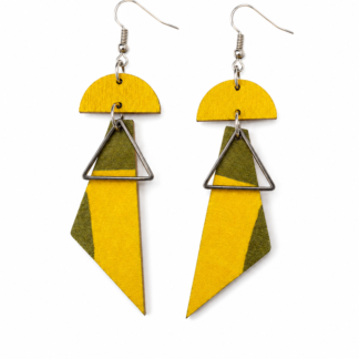 Chroma triangle wood earrings